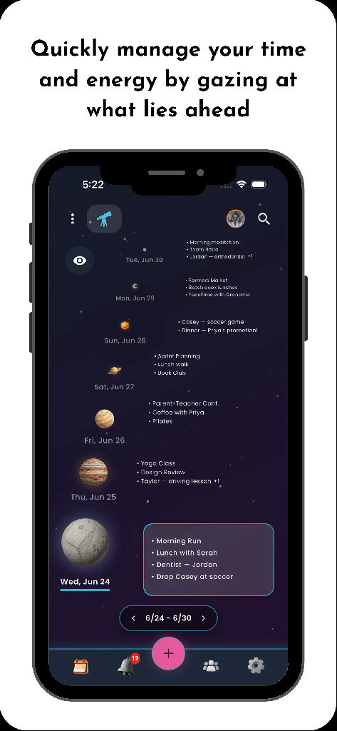 Orbello weekly timeline preview